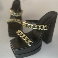 Thumbnail for Ibty Collections 35 / Black Thick High Heels Sandals