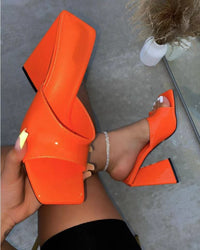 Thumbnail for Ibty Collections Shoes 41 / Orange Triangle Heel Sandal